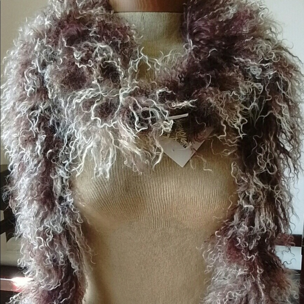 PELLE NOVA GENUINE MONGOLIAN LAMB FUR SCARF🐑 NWT!